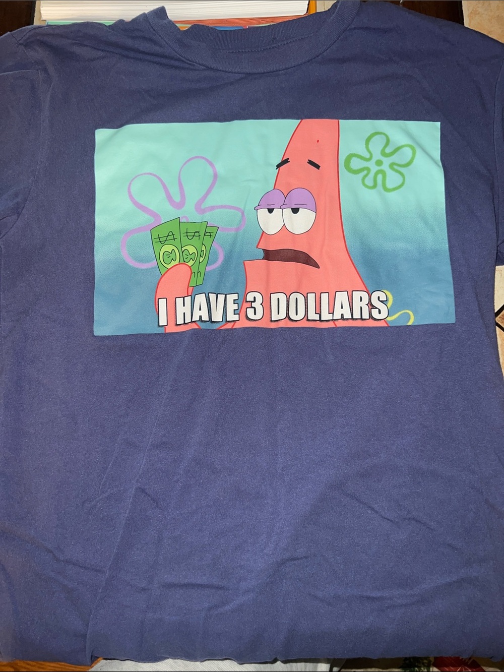 SpongeBob Squarepants Navy Patrick Star 'I Have 3 Dollars' Graphic Tee